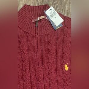 NWT Polo by Ralph Lauren Men's Burgundy Cable Knit Sweater Size XXL